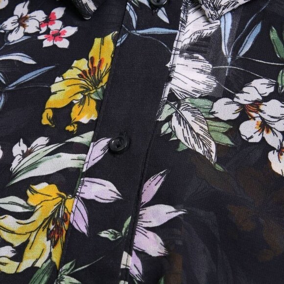 H&M Sheer Collared Button Down Tank Sleeveless Shirt - Picture 7 of 12